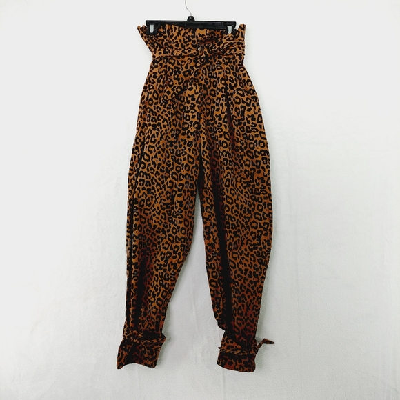 K Too Pants - New K Too Cotton High Waisted Leopard Print Drawstring Waist Casual Pant P1699